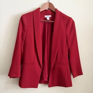 H&M Rust Open Front Blazer Lightweight Draped Jacket XS